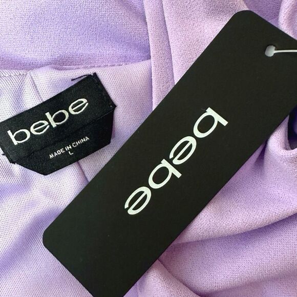 Bebe V-Neck Skater Dress - Size Large - Lilac - Picture 5 of 6